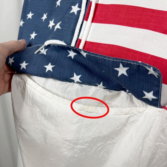 Vintage 90s Star On The Beach Unisex One Size White USA Flag Windbreaker Hoodie - Picture 3 of 9